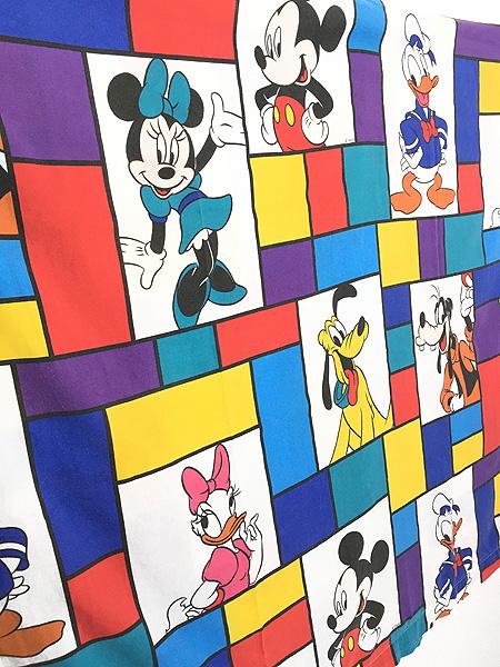 雑貨 古着 90s USA製 Disney ディズニー ミッキー＆フレンズ カラフル ブロック ベッドシーツ カバー TWIN位 古着の通販は