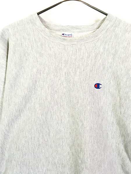 古着 90s USA製 Champion Reverse Weave ワンポイント リバース スウェット グレー XL 【アウトレット☆送料無料】 