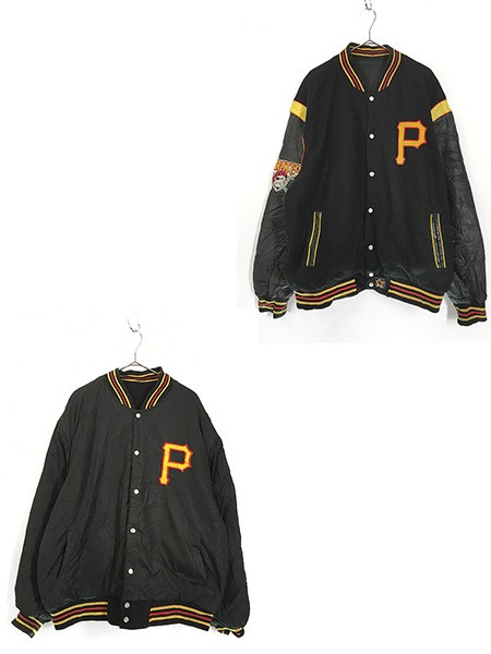 古着 90s Jeff Hamilton MLB Pittsburgh Pirates パイレーツ リバーシブル スタジャン ジャケット XXL 古着