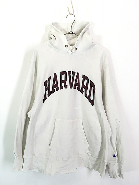 古着 80s USA製 Champion Reverse Weave 人気 「HARVARD」 染込み リバース スウェット パーカー XL 古着