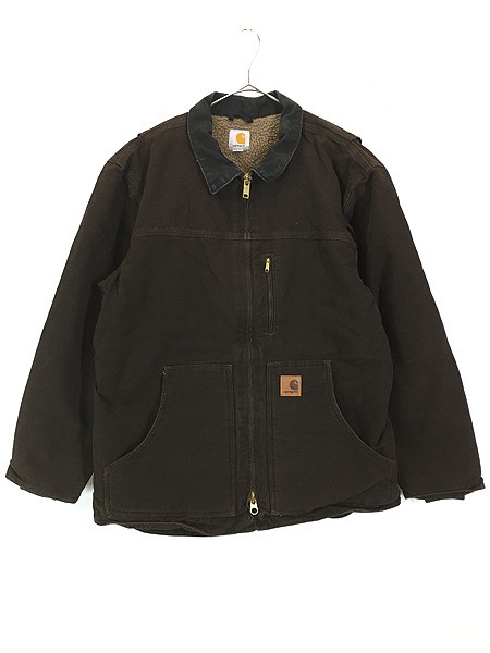 古着 Carhartt 裏ボア レッド ブラウン ダック サンドストーン リッジ コート L 古着