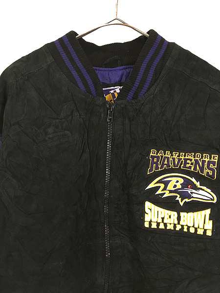 古着 00s NFL Baltimore Ravens レイブンズ 本革 スエード レザー