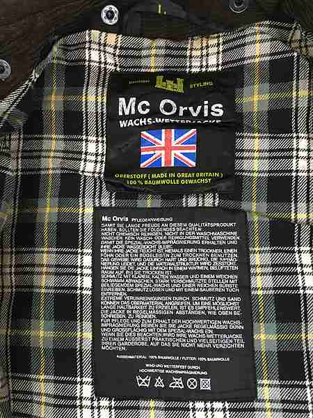 古着 90s 英国製 Mc Orvis BEDALE タイプ オイルド ワックス ジャケット コート フード完備 オリーブ L?@