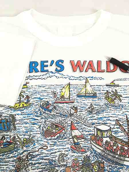 古着 90s Where's Waldo? ウォーリーをさがせ 絵本 Tシャツ L位 古着の