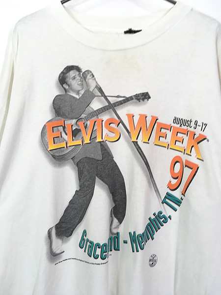 古着 90s Elvis Presley 「Elvis Week 97」 ロック ロカビリー Tシャツ