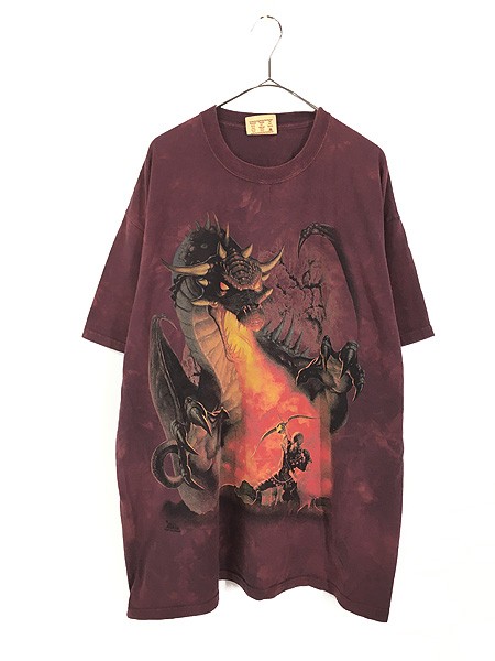 古着 00s USA製 THE MOUNTAIN ドラゴン 勇者 グラフィック タイダイ Tシャツ XL 古着の通販はTシャツ