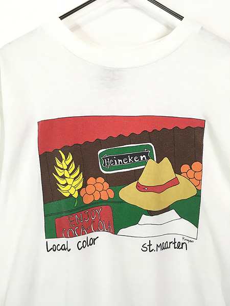 古着 90s USA製 ハイネケン コカコーラ マーケット アート Tシャツ L