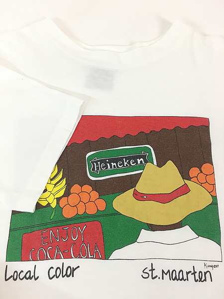 古着 90s USA製 ハイネケン コカコーラ マーケット アート Tシャツ L