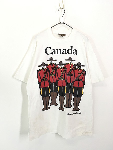 古着 90s Canada製 marc tetro 兵隊 マルチ ポップ アート Tシャツ L