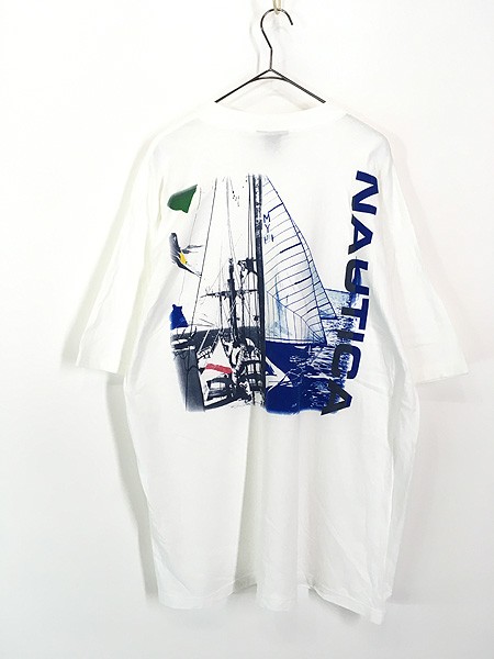 古着 90s USA製 NAUTICA ヨット セーリング フォト Tシャツ XL 古着の