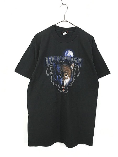 古着 00s USA製 HARLEY DAVIDSON オオカミ ウルフ Tシャツ L 美品