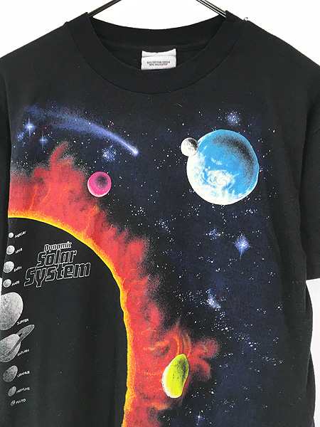 古着 90s USA製 宇宙 惑星 太陽 グラフィック アート Tシャツ S 古着の 