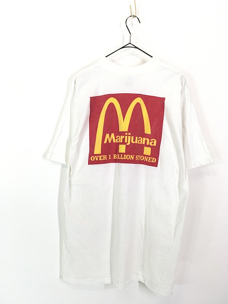 古着 90s Marijuana 大麻 マクドナルド 企業 両面 パロディ Tシャツ L