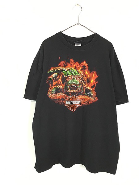 古着 HARLEY DAVIDSON ワニ アリゲーター ファイヤー Tシャツ L 古着の通販は