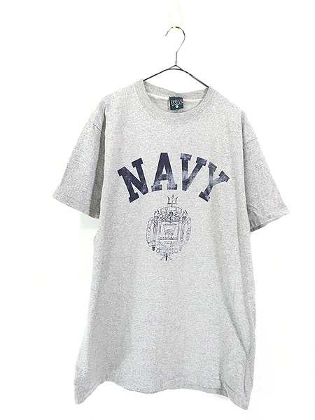 古着 90s USA製 MV Sport 「NAVY」 2段 霜降り ミリタリー ヘビー Tシャツ XL 古着?@の通販は