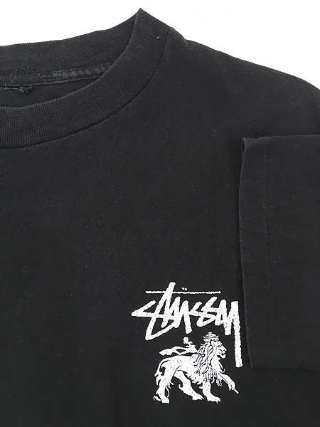 古着 80s Stussy 黒タグ ラスタ クラウン 両面 プリント Tシャツ M位