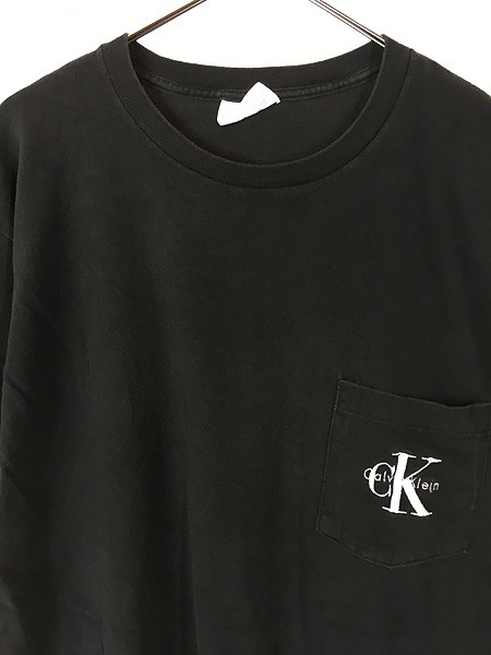 古着 90s USA製 CK Calvin Klein ワンポイント 刺しゅう ポケット T ...