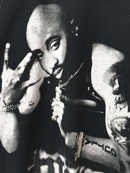 2PAC ラインストーン フォト プリント Tシャツ Usa製 2XL 90s