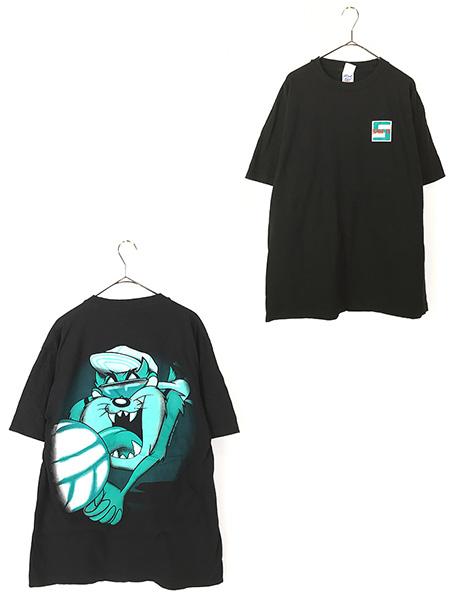 古着 90s LOONEY TUNES タズ 「SPIKE IT」 ビーチ バレー キャラクター Tシャツ XL 美品!! 古着の通販は