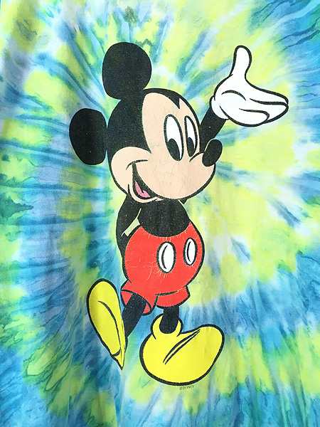 古着 90s Disney Mickey ミッキー うずまき タイダイ Tシャツ XL位