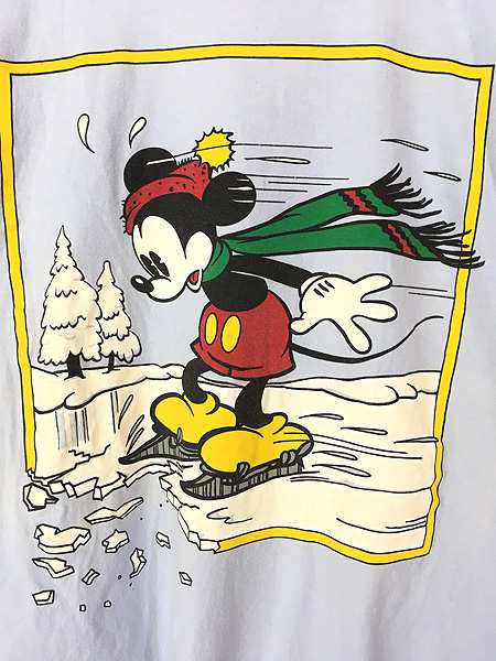 古着 90s USA製 Disney Mickey ミッキー アイス スケート Tシャツ XL位