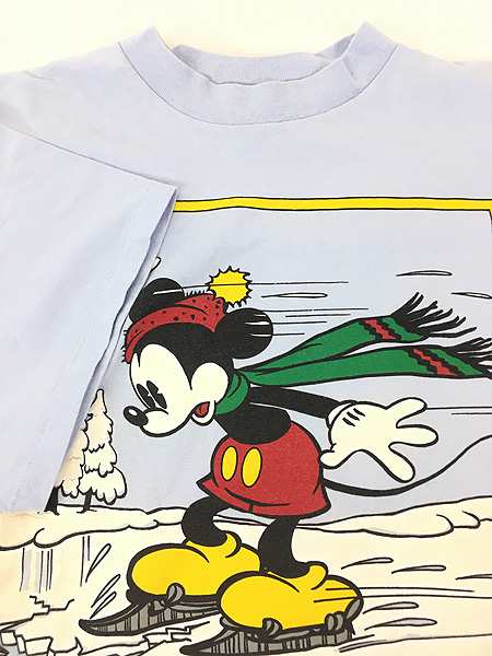 古着 90s USA製 Disney Mickey ミッキー アイス スケート Tシャツ XL位