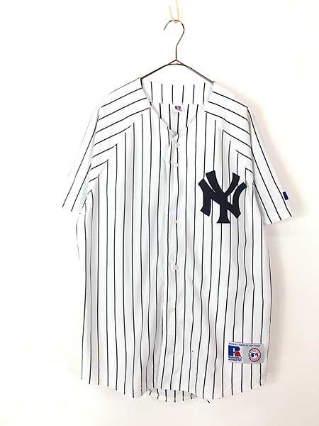 古着 90s MLB NY Yankees ヤンキース ストライプ ラグラン ベースボール シャツ M 古着｜au PAY マーケット