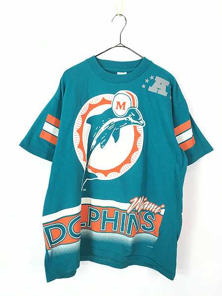 古着 90s USA製 NFL Miami Dolphins ドルフィンズ 両面 BIG プリント T