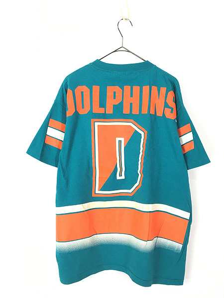 古着 90s USA製 NFL Miami Dolphins ドルフィンズ 両面 BIG プリント T