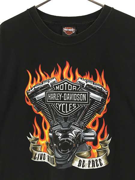 古着 00s HARLEY DAVIDSON V2 エンジン ファイヤー Tシャツ XXL 古着の