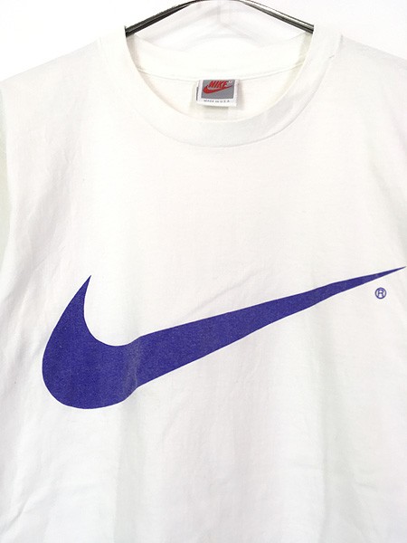 古着 90s USA製 NIKE BIG スウォッシュ プリント Ｔシャツ M位 古着の 