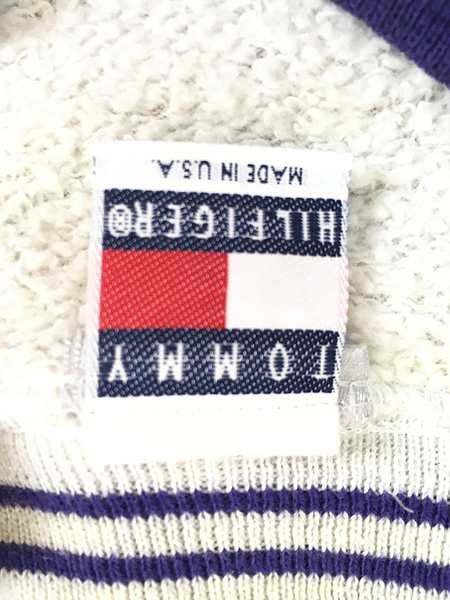 古着 90s USA製 TOMMY HILFIGER BIG ロゴ 刺しゅう リブライン スウェット トレーナー L 古着｜au PAY マーケット