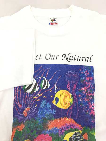 古着 90s USA製 Human-i-Tees おさかな 熱帯魚 アート Tシャツ L 古着