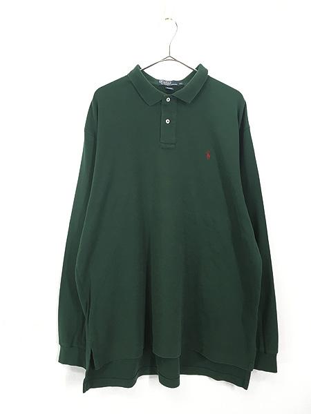 古着 90s Polo Ralph Lauren ポニー 刺しゅう ソリッド 長袖 ポロ シャツ ロンポロ 緑 XL 古着 5,390円