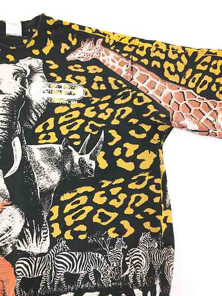 90s ビンテージ　アメリカ　アニマル　動物　　ヒョウ　トラ　シマウマTシャツ(半袖/袖なし)