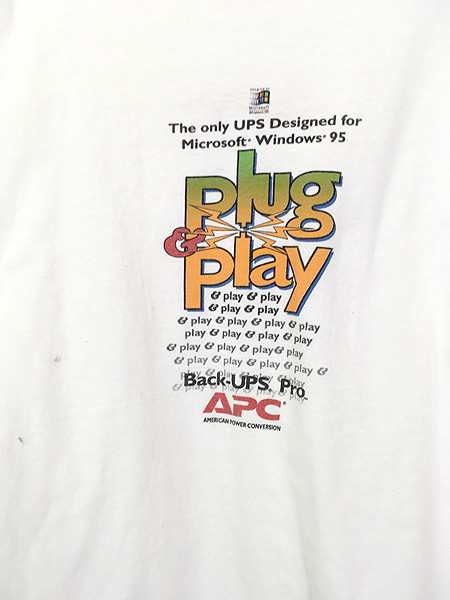 古着 90s 「APC」 Microsoft Windows 95 ウィンドウズ ソフトウェア Tシャツ XL 古着｜au PAY マーケット