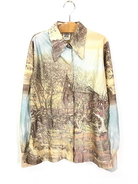 キッズ 古着 70s Kennington 「隠れミッキー」 ミッキー&ミニー 湖 ボート ポリエステル シャツ 12歳以上位 古着 7,590円