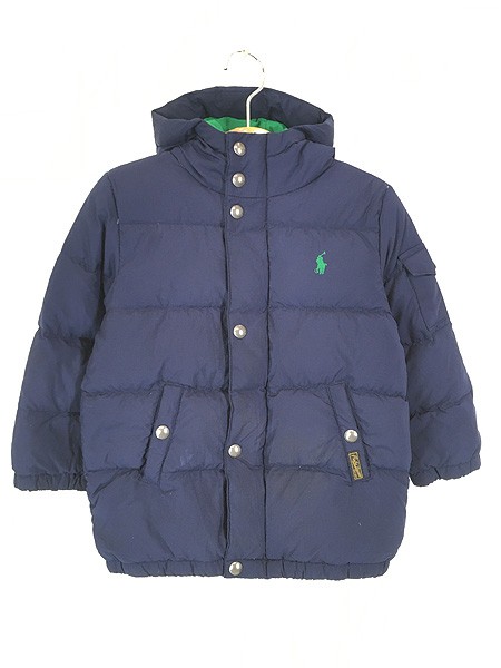 キッズ 古着 POLO Ralph Lauren ワンポイント フーデッド ダウン