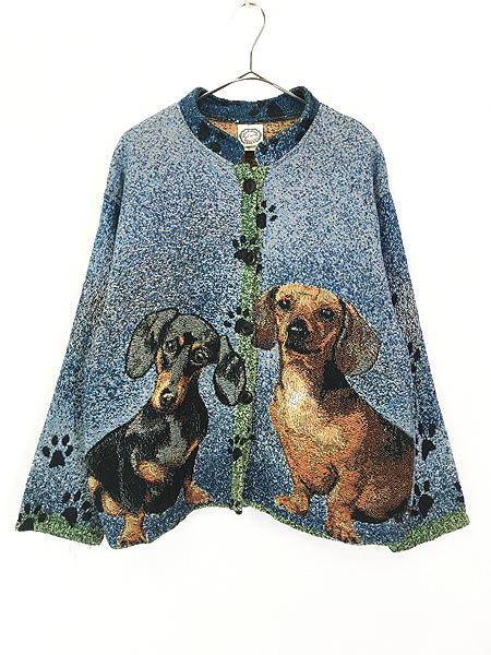 レディース 古着 80s USA製 SUGAR STREET 犬 わんちゃん 足跡 総柄 ゴブラン ジャケット XL 古着の通販は