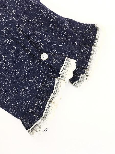 レディース 古着 80s USA製 ガーリー 花柄 レース フリル ブラウス シャツ L位古着の通販は