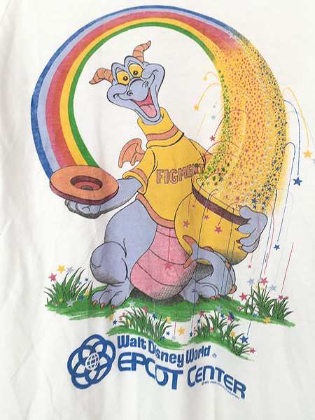 レディース 古着 80s USA製 Disney Figment フィグメント ドラゴン エプコット キャラクター Tシャツ S 古着｜au PAY  マーケット