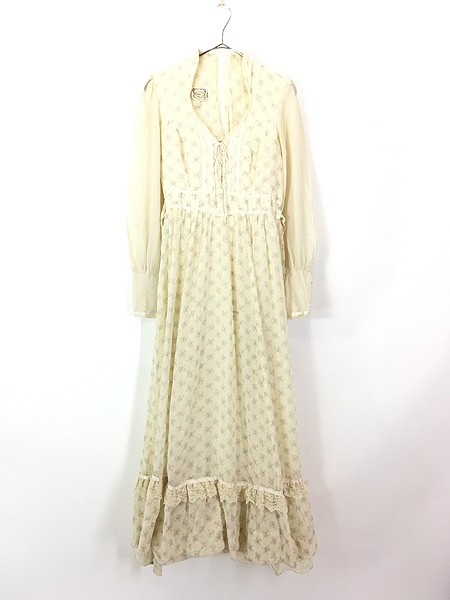 激安をお選 レディース 古着 70s GUNNE SAX 小花柄 レースアップ