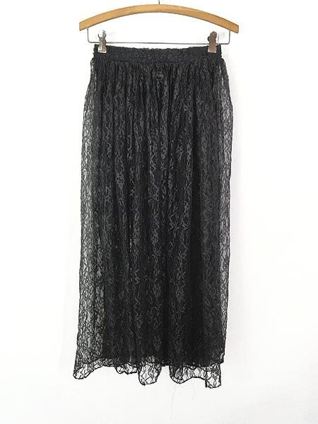 レディース 古着 80s judy knapp 花模様 総レース フレア スカート マキシ丈 黒 S位 古着の通販は 5,517円