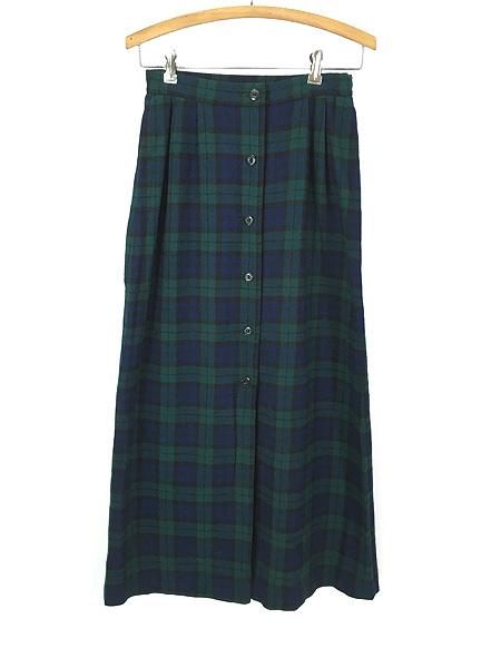 レディース 古着 70s USA製 Pendleton ブラックウォッチ チェック タック ウール スカート マキシ丈 M位 古着の通販は 6,300円