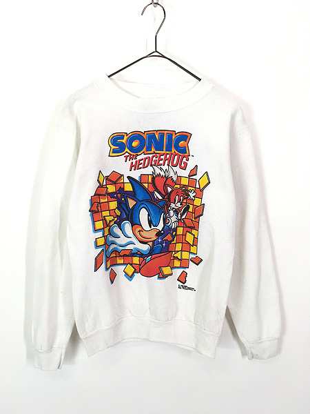 レディース 古着 90s USA製 SEGA SONIC THE HEDGEHOG ソニック キャラクター 両面 スウェット トレーナー L 古着