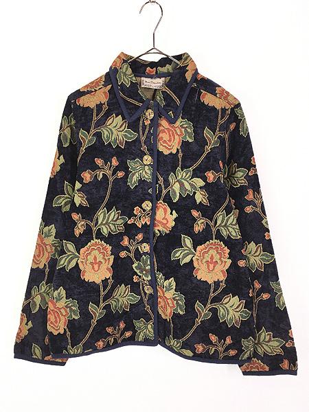 レディース 古着 New Direction 光沢 バラ 花 フラワー パイピング デザイン ゴブラン ジャケット L位 古着の通販は