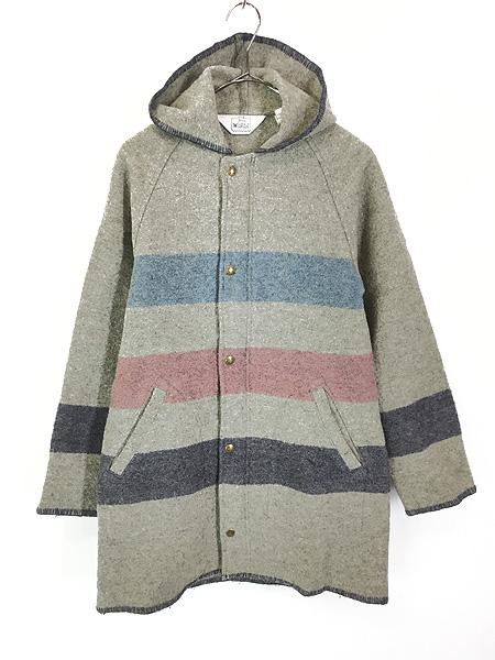 レディース 古着 80s USA製 WoolRich マルチ ボーダー ブランケット ウール ジャケット S 古着の通販はその他アウター