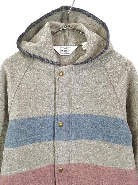 レディース 古着 80s USA製 WoolRich マルチ ボーダー ブランケット ウール ジャケット S 古着の通販は