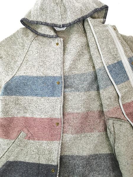 レディース 古着 80s USA製 WoolRich マルチ ボーダー ブランケット ウール ジャケット S 古着の通販は