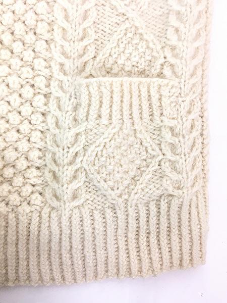 レディース 古着 80s Ireland製 Quills Woollen Market ポップコーン アラン フィッシャーマン ウール ハンド ニット カーディガン M位 古着 レディース 古着 80s Ireland製 Quills Woollen Market